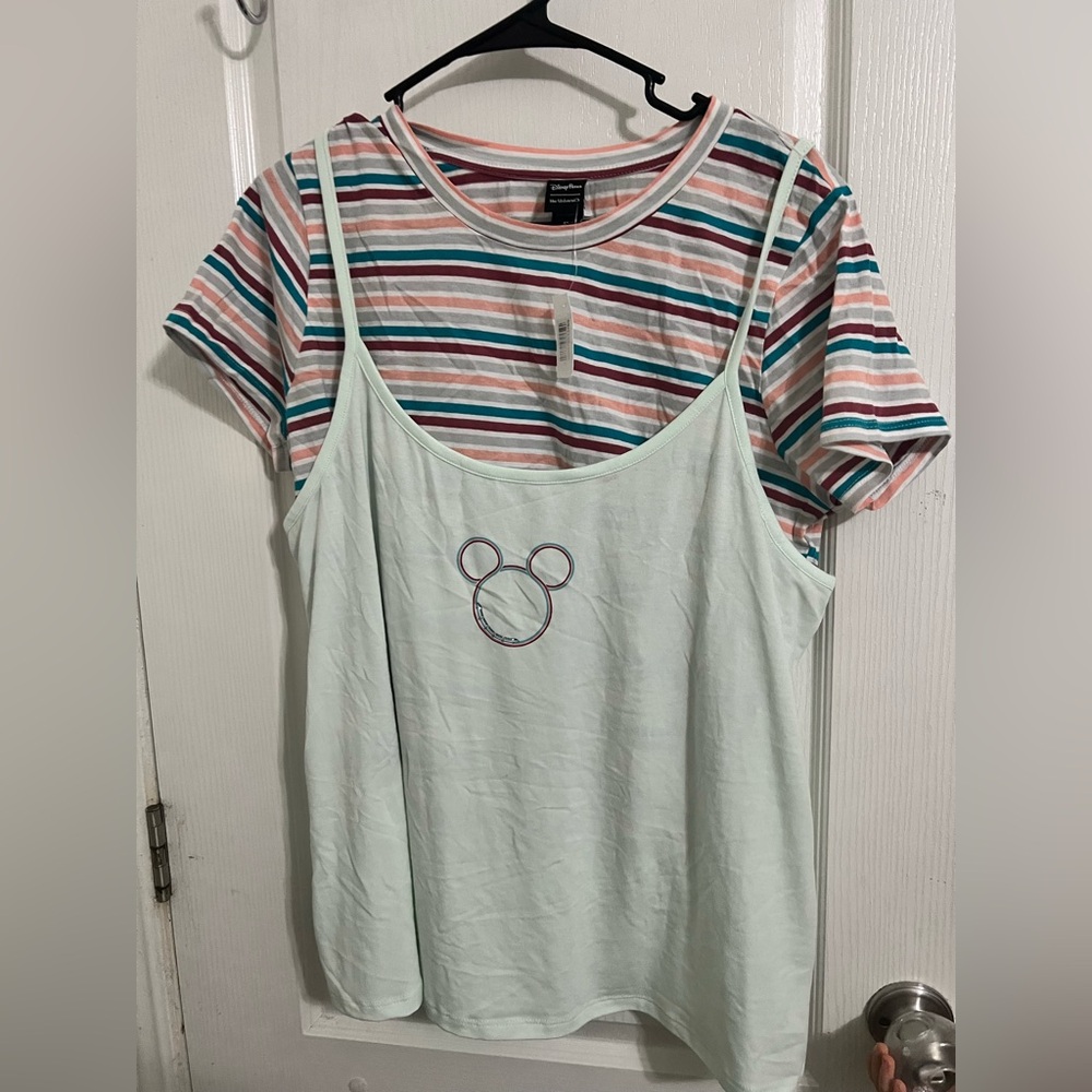 Disney parks Striped Shirt with Mint Camisole